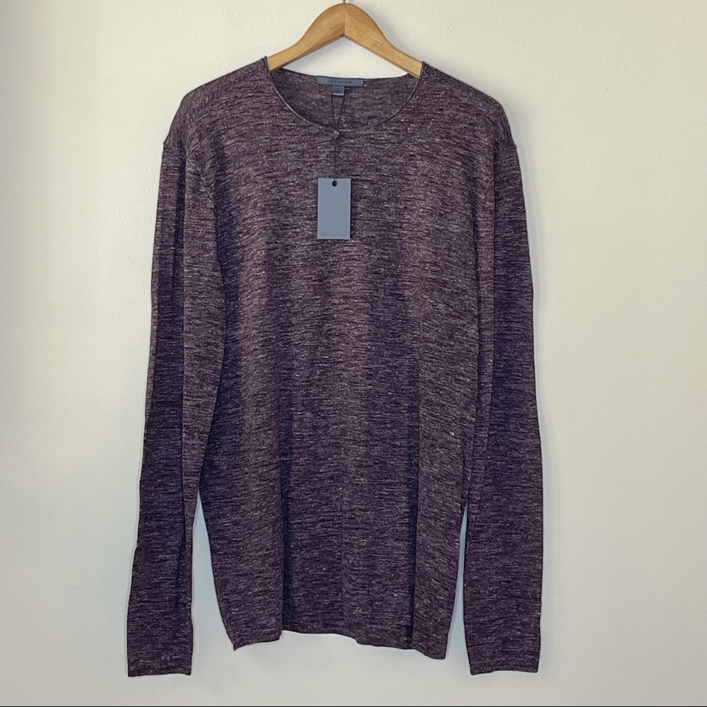 PENDING John Varvatos NWT Wool/Linend Sweater, Men’s L, Oxblood (Heathered Plum) - Picture 9 of 9